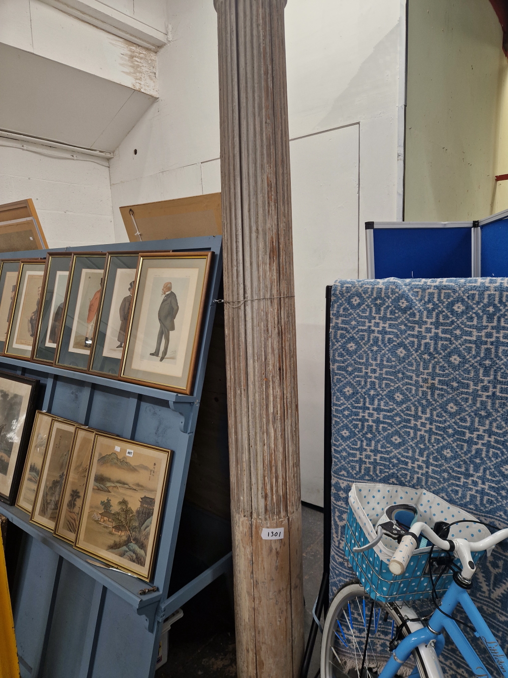 A PAIR OF LARGE 19TH CENTURY CARVED PAINTED PINE FLUTED ARCHITECTURAL COLUMNS.