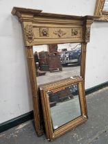 A LATE VICTORIAN GILT FRAMED SMALL PIER MIRROR AND A FURTHER SMALLER MIRROR.