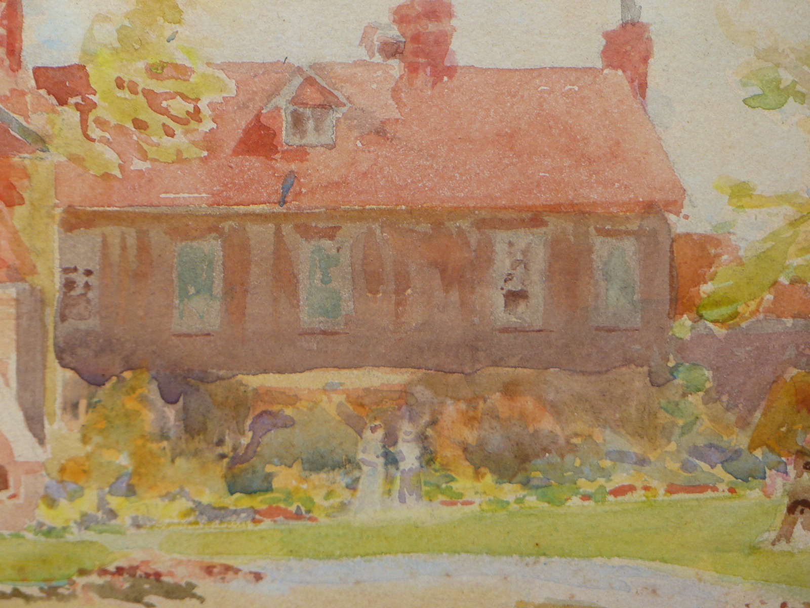 HARRY HINE (1845-1941), DOG LYING IN A SUMMER GARDEN, A HOUSE BEYOND, SIGNED, DATED 1895 AND - Image 5 of 7