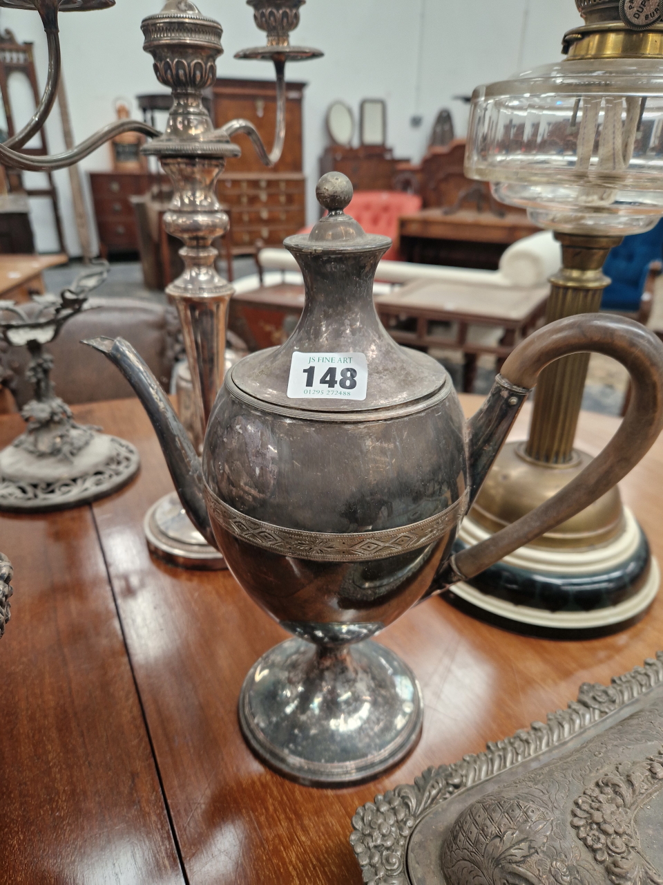 OLD SHEFFIELD AND OTHER PLATE: A PAIR AND A SINGLE CANDELABRUM, TWO COFFEE POTS, A CHOCOLATE POT, - Image 8 of 11