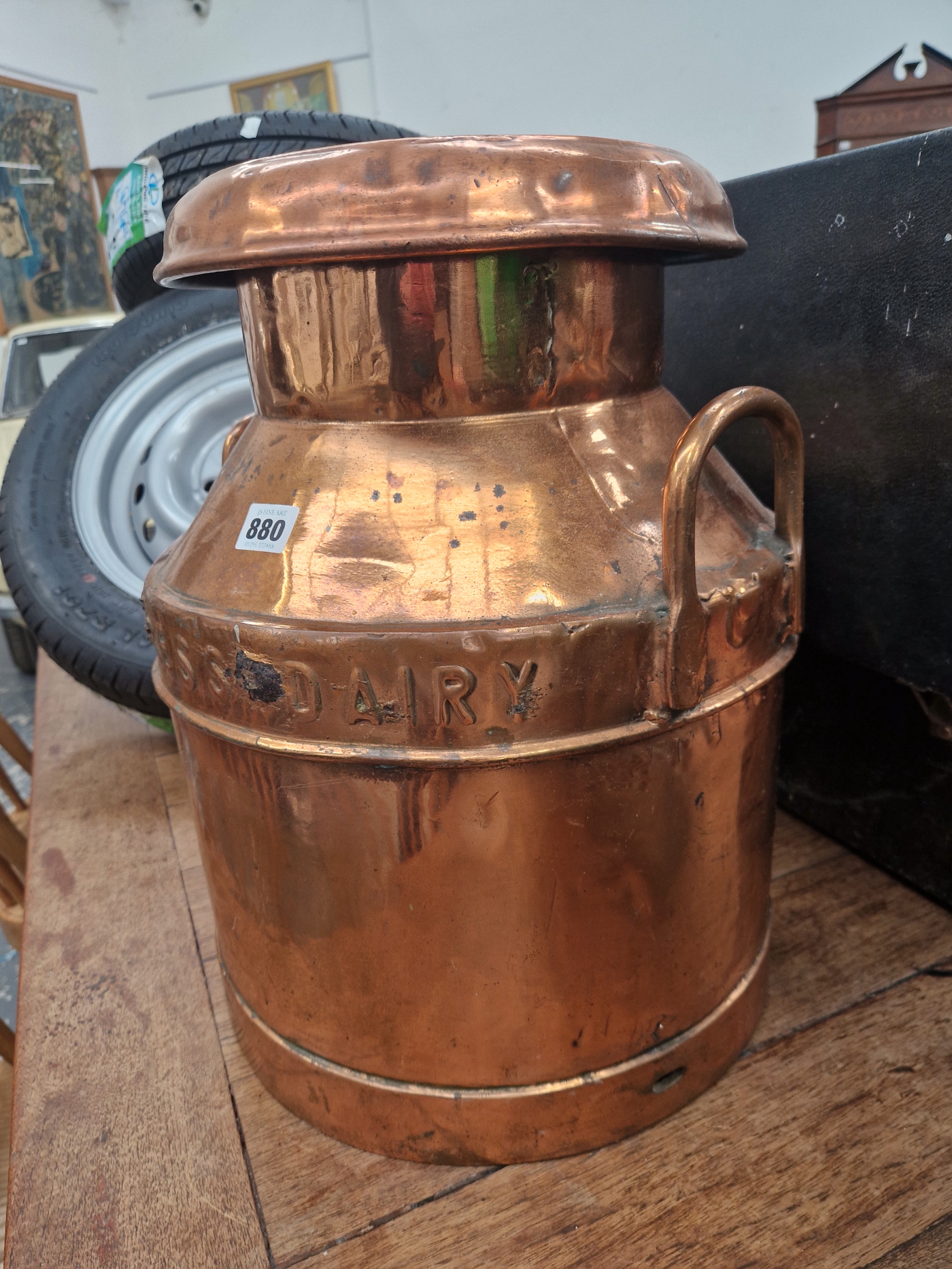 A COPPER TWO HANDLED MILK CHURN - Image 2 of 2