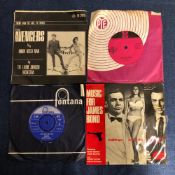 60S POP / THEME MUSIC - 4 x 7" SINGLES/EP RECORDS: THE LAURIE JOHNSON ORCH. - THE AVENGERS, ANGELINA
