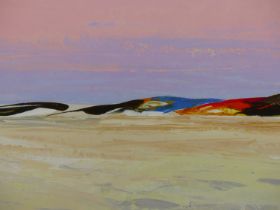 DONALD HAMILTON FRASER R.A. (1929-2009) ARR, BEACH AND DUNES, SOUTH UIST II, SIGNED, OIL, 61 x