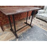 A 19th C. MAHOGANY TABLE WITH THE RECTANGULAR TOP SUPPORTED AT EACH NARROW END BY PAIRS OF