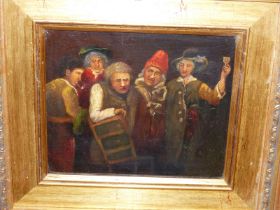 DUTCH SCHOOL (19TH CENTURY), REVELLERS, OIL ON BOARD, 21 x 18cms.