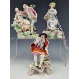 A PAIR OF PATCH MARK DERBY FIGURES SEATED ON FOOTED BASES, SHE REPRESENTING SUMMER AND HE WINTER.