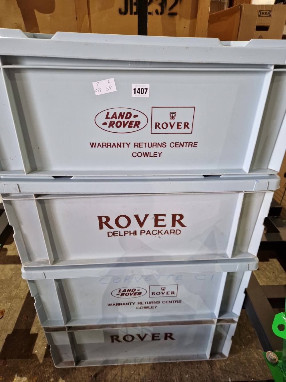 FOUR LAND ROVER LOGO PLASTIC STORAGE BOXES