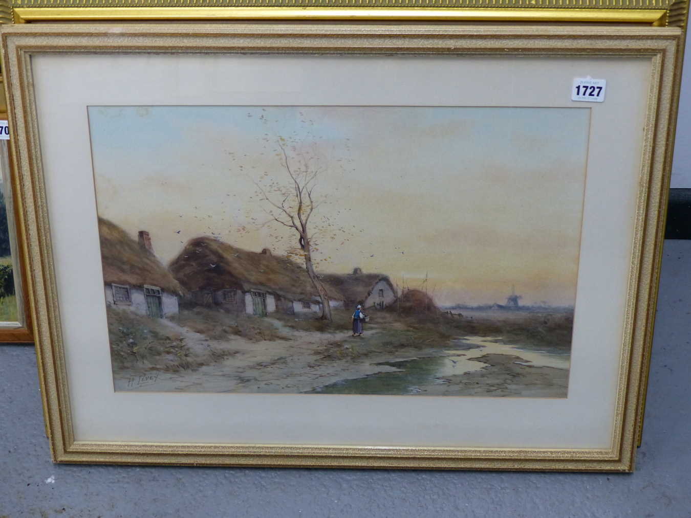 H. LEVY, 19TH C. DUTCH SCHOOL. A LOWLAND COASTAL HAMLET. WATERCOLOUR, 33 X 48.5 CM. - Image 3 of 5