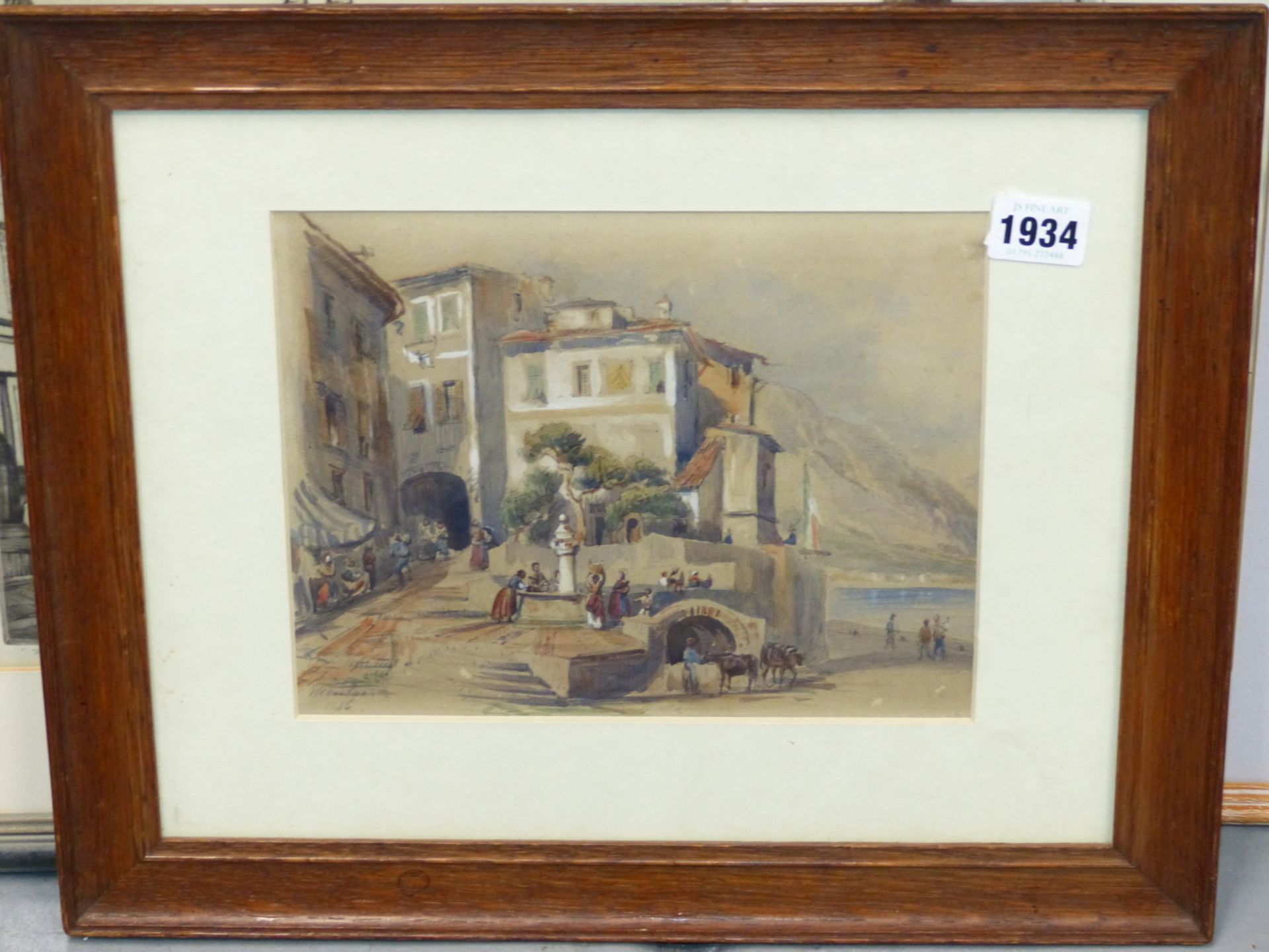CONTINENTAL SCHOOL, 19THC. ITALIAN COASTAL VILLAGE VIEW IN THE MANNER OF EMMANUEL COSTA. - Image 2 of 3