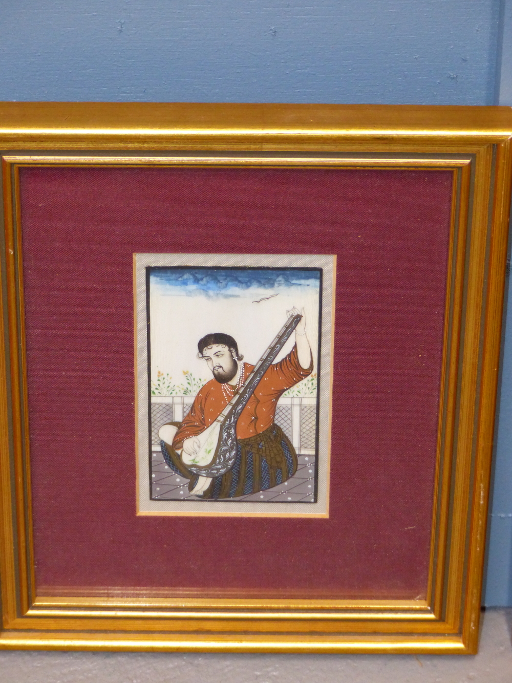 INDIAN MUGHAL SCHOOL, THREE MINIATURE GOUACHE PAINTINGS COMPRISING A LADY AND GENTLEMAN RIDING A - Image 3 of 4