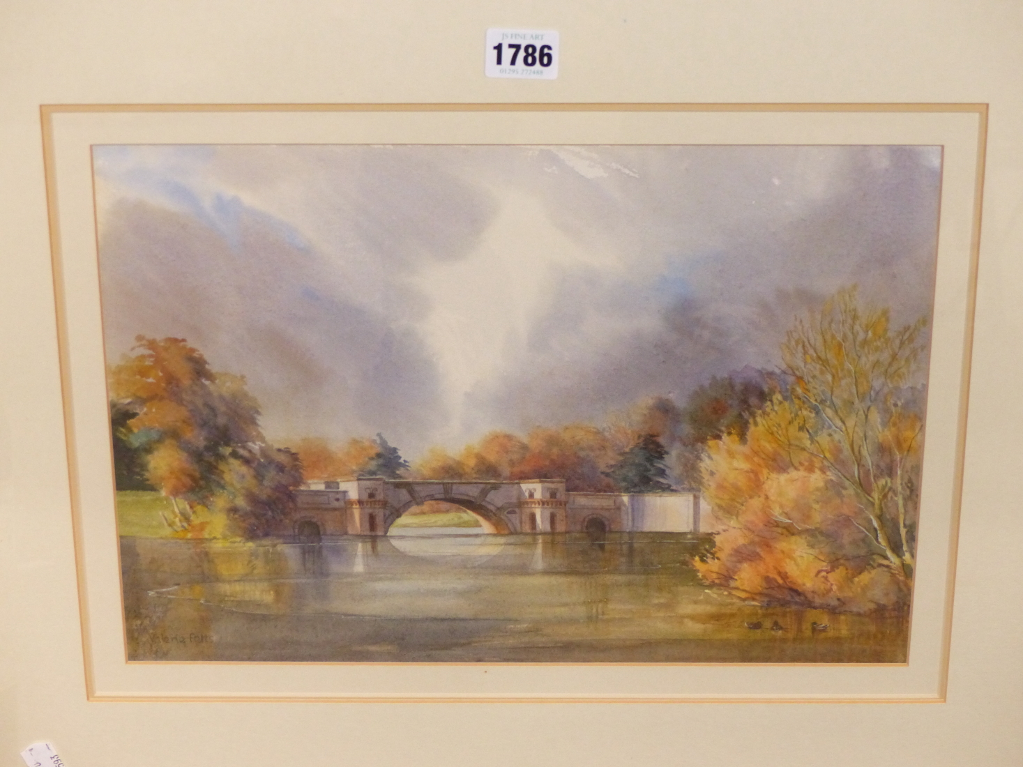 VALERIE PETTS (20TH CENTURY) ARR, BLENHEIM LAKE, OXFORDSHIRE, SIGNED, WATERCOLOUR, 36.5 X 26CM. - Bild 2 aus 4