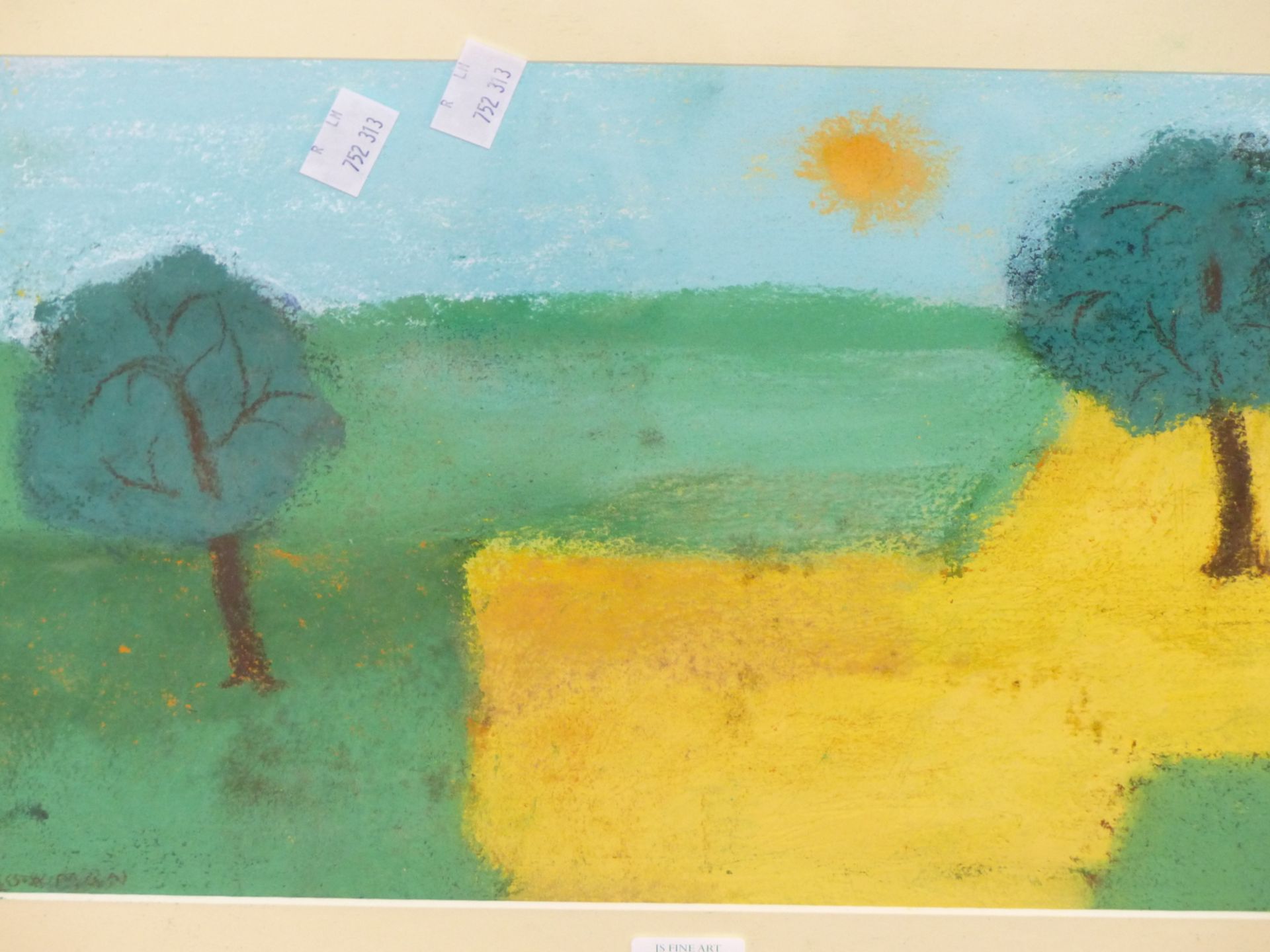 BETTY BOWMAN (B.1923), THE YELLOW FIELD, SIGNED, PASTEL, 35.5 X 24.5CM - Image 2 of 5