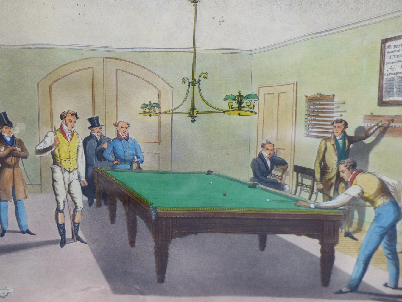 GEORGE HUNT AFTER EDWARD F. LAMBERT. "BILLIARDS"- PUBLISHED 1827 THOMAS MCCLEAN. ETCHING AND