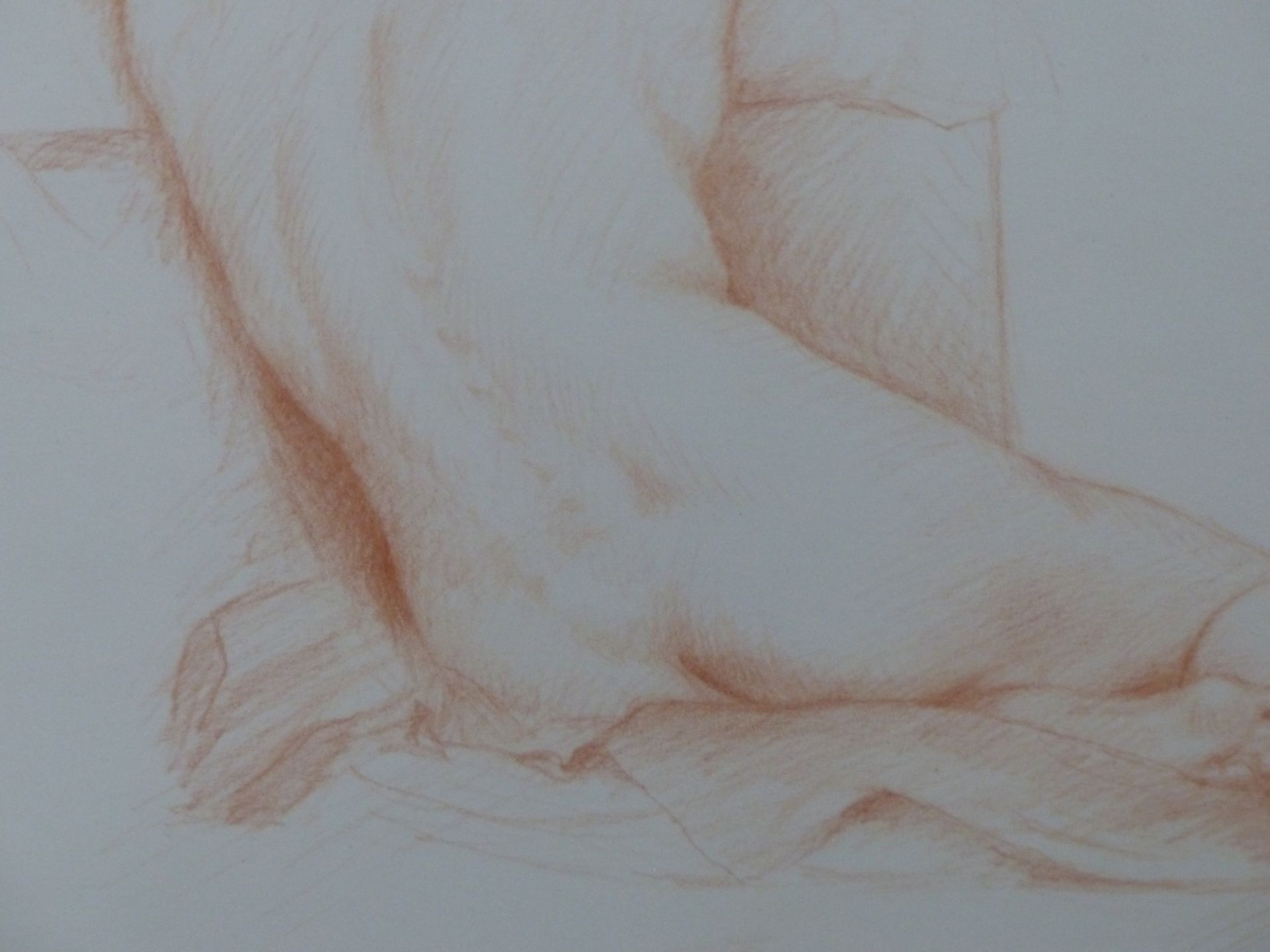 A LATE 20TH CENTURY RED CHALK STUDY OF A NUDE, INDISTINCTLY SIGNED (GUMB?) AND DATED '97, EXHIBITION - Image 5 of 10