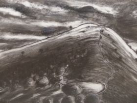 HUDSON (20TH/21ST CENTURY), A MOUNTAIN RIDGE WITH DEER IN THE FOREGROUND, SIGNED AND DATED 2000,