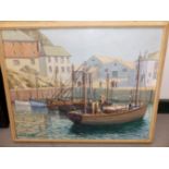 VANCE PAYNES (20TH CENTURY), MEVAGISSEY HARBOUR, SIGNED OIL, NEAR WIDNEY MANOR, SIGNED OIL, NEAR