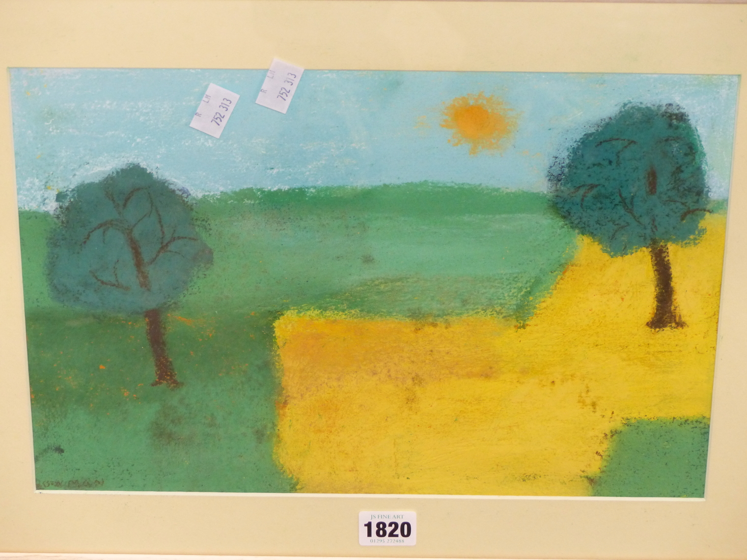 BETTY BOWMAN (B.1923), THE YELLOW FIELD, SIGNED, PASTEL, 35.5 X 24.5CM - Image 3 of 5