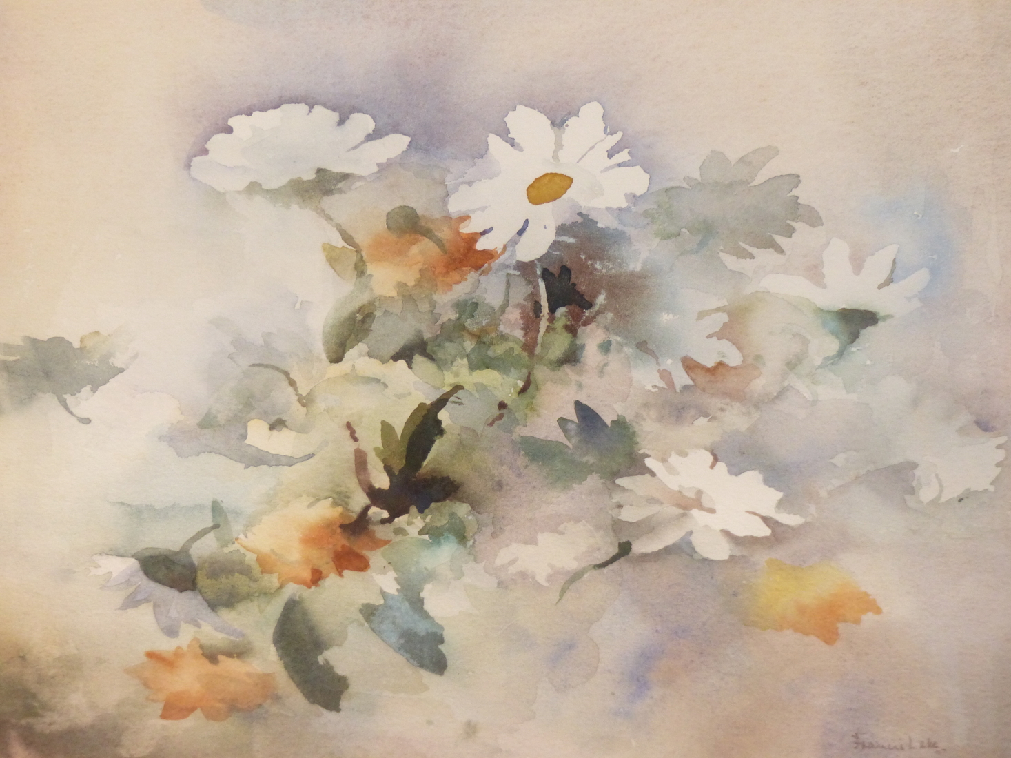 FRANCIS LEKE (1912-?), TWO WATERCOLOURS OF FLOWERS, SIGNED, SIZES VARY. (2)