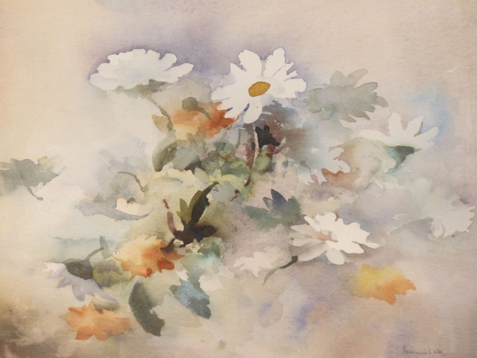 FRANCIS LEKE (1912-?), TWO WATERCOLOURS OF FLOWERS, SIGNED, SIZES VARY. (2)