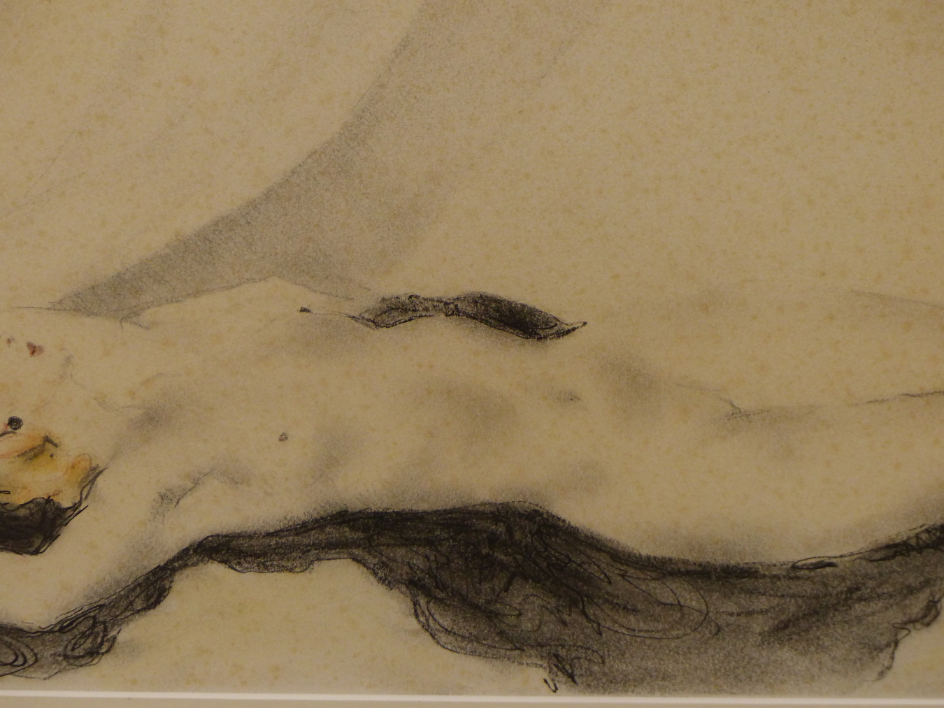 PAUL CESAR HELEU, FRENCH 1859-1927, RECLINING NUDE ON A BLACK THROW, MIXED APPLICATION OF GRAPHITE - Image 4 of 6