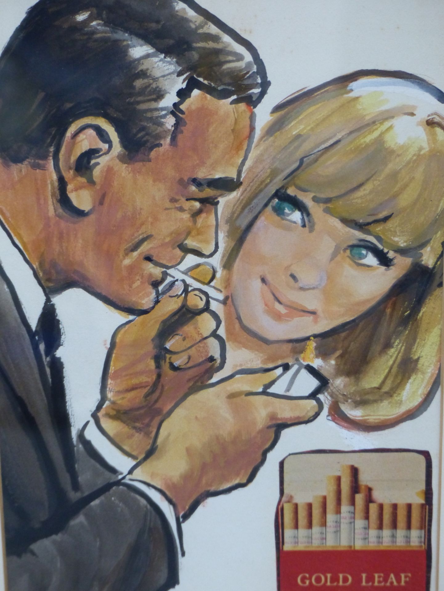 CONTEMPORARY 20THC. PLAYERS GOLD LEAF CIGARETTES ORIGINAL 1950S ADVERTISING PASTE UP ART, UNSIGNED - Image 2 of 4