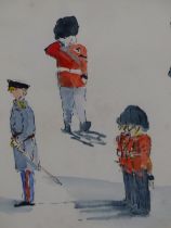 IN THE MANNER OF PAUL LUCIEN MAZE, BRITISH/FRENCH 1887-1979. A STUDY OF GUARDS ON PARADE. INK AND