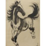 AFTER XU BEIHONG, CHINESE 1895-1953. GALLOPING HORSE PRINT, 65 X 38 CM.