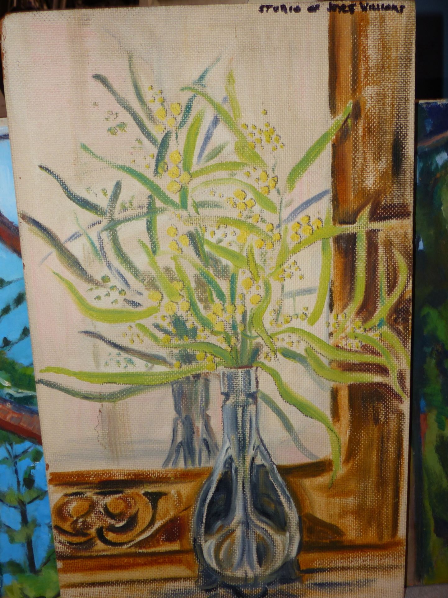 FIVE 20TH CENTURY UNFRAMED OILS ON BOARD OF LANDSCAPES AND GARDENS, ALL INSCRIBED "FROM THE STUDIO - Image 3 of 7