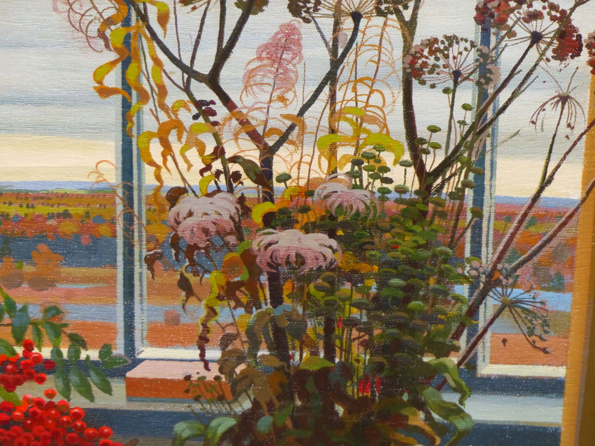 ARKADY MIKHAILOVICH KOLCHANOV (1925-2008) RUSSIAN, AUTUMN WINDOW, SIGNED AND DATED 1990, OIL ON - Image 4 of 6