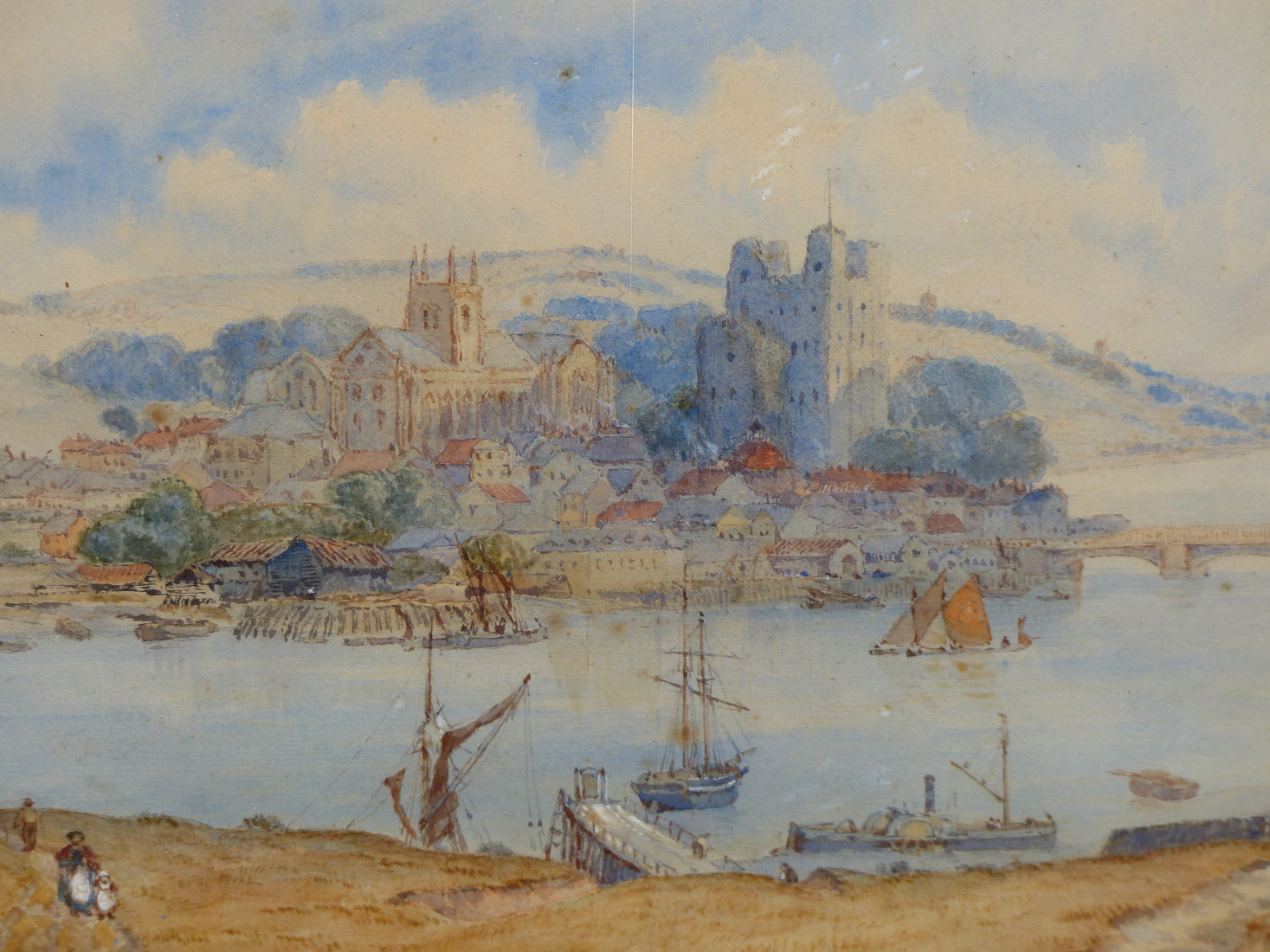 FRANCIS J FORD (19TH CENTURY), EXTENSIVE LANDSCAPE WITH ROCHESTER CATHEDRAL VIEWED ACROSS THE