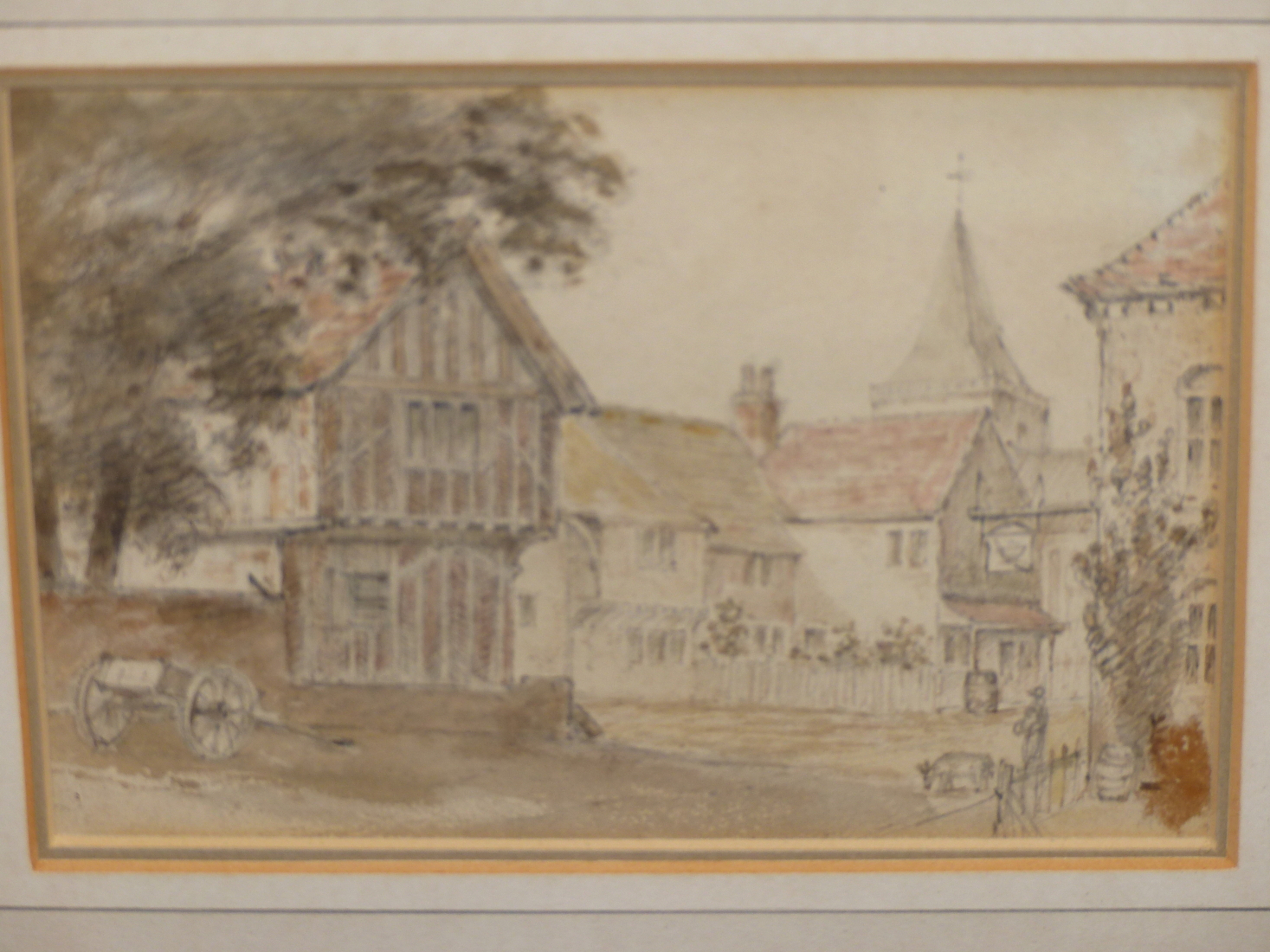 DR WILLIAM CROTCH (1775-1847), A SUSSEX VILLAGE, WATERCOLOUR AND PENCIL, 15.5 X 11CM.