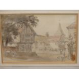 DR WILLIAM CROTCH (1775-1847), A SUSSEX VILLAGE, WATERCOLOUR AND PENCIL, 15.5 X 11CM.