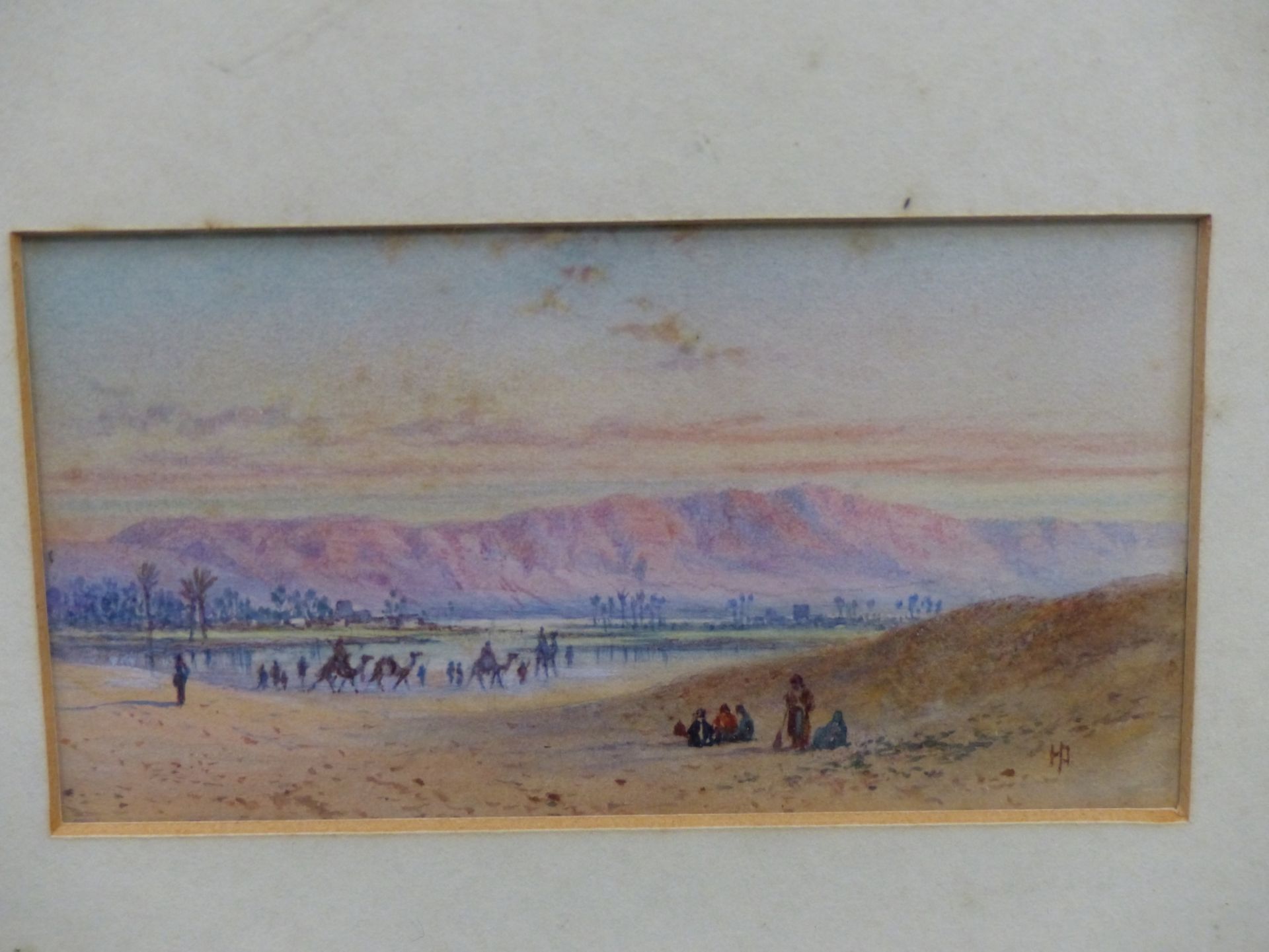HENRY PILLEAU (1813-1899), THE MOCATTAM MOUNTAINS NEAR CAIRO, EGYPT, SIGNED WITH MONOGRAM, - Image 5 of 6