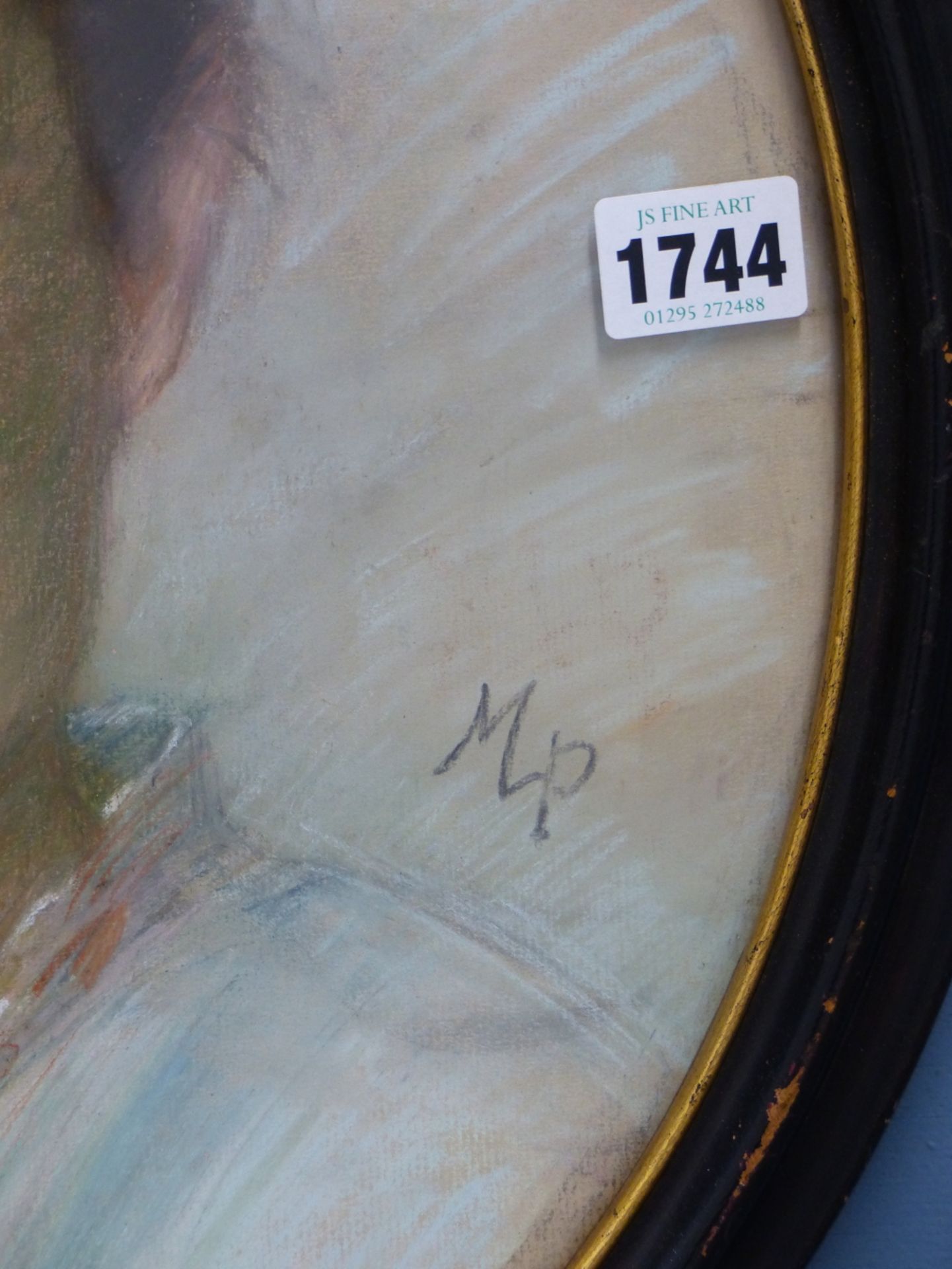 CONTINENTAL SCHOOL, 19TH C. OVAL PORTRAIT OF A LADY MONOGRAMMED "M.P". PASTEL ON PAPER, 42 X 37 CM. - Image 3 of 4