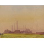 A.J. CORFIELD, BRITISH, ACTIVE 1930'S . BRADFORD ROAD GAS WORKS, MANCHESTER. WATERCOLOUR, 15 X 20