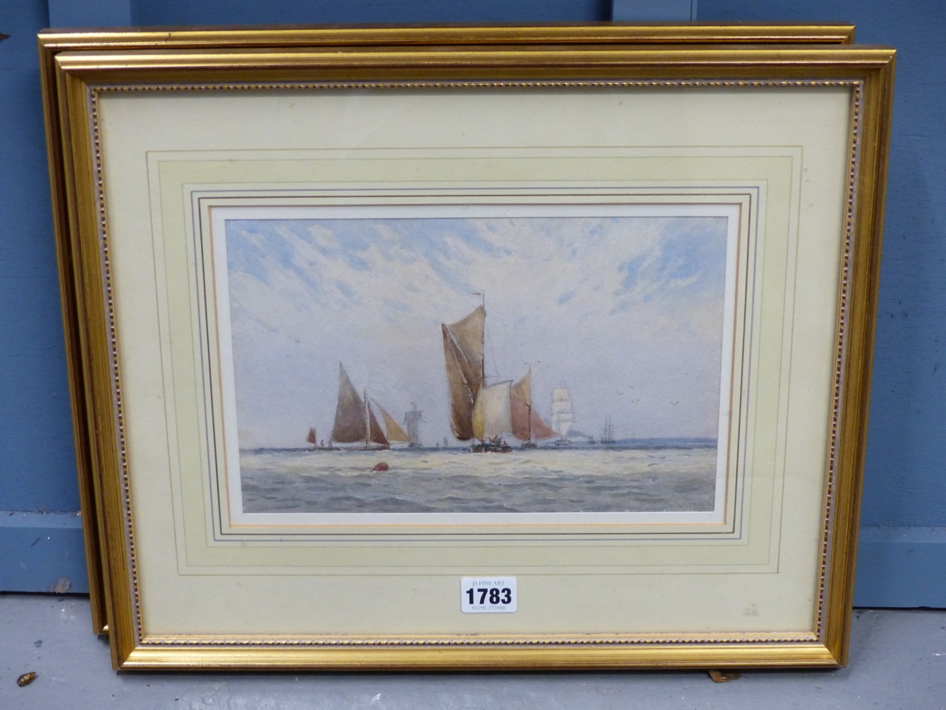 WALTER WILLIAM MAY (1831-1896), A PAIR OF WATERCOLOURS OF SHIPPING SCENES, BOTH SIGNED, 26 X 16.5CM. - Image 3 of 5