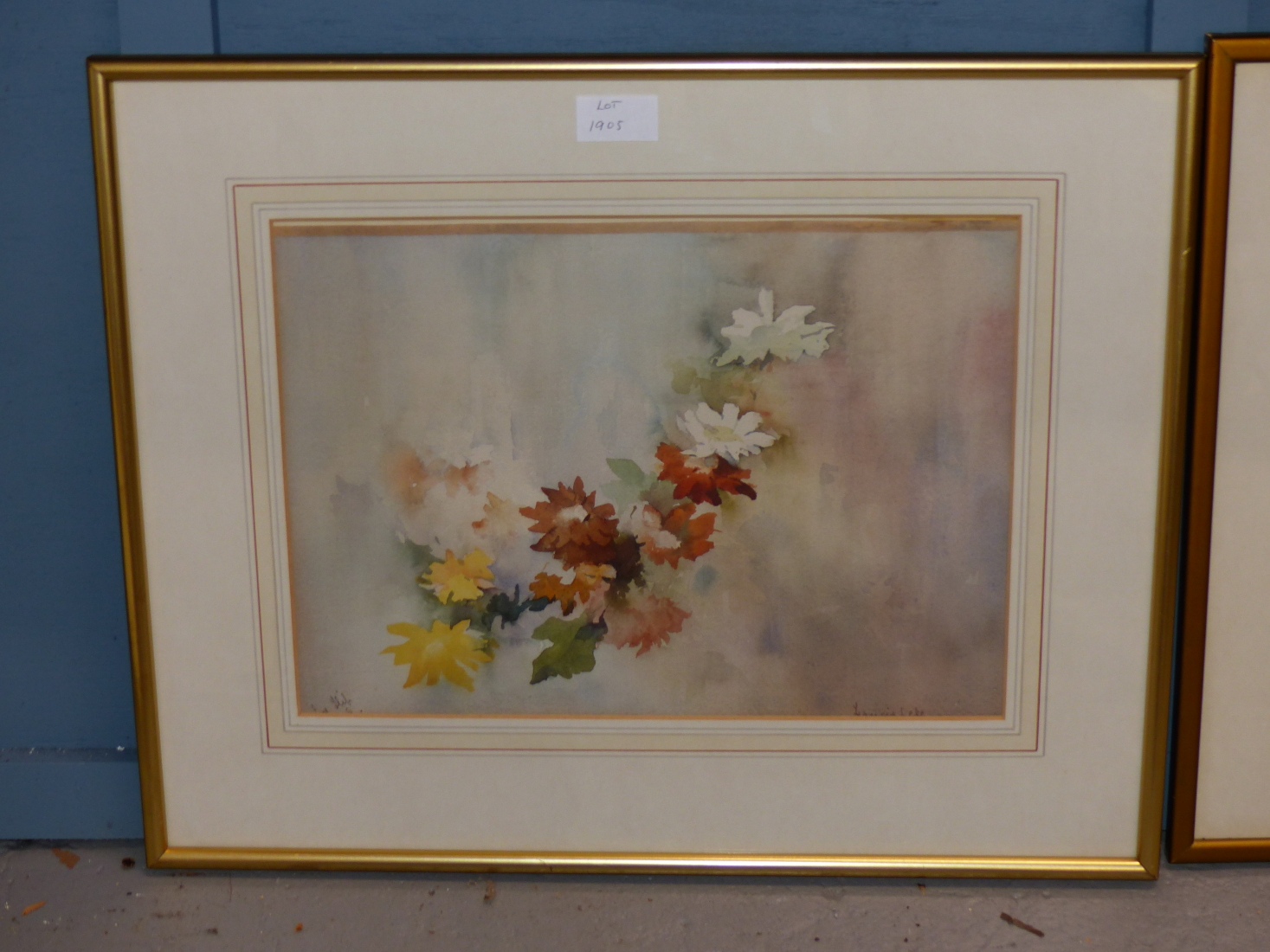 FRANCIS LEKE (1912-?), TWO WATERCOLOURS OF FLOWERS, SIGNED, SIZES VARY. (2) - Bild 3 aus 4