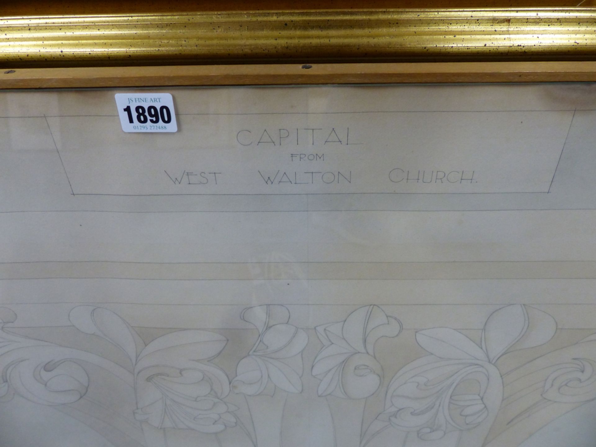 R.R. BLUNT (EARLY 20TH CENTURY), CAPITAL FROM WEST WALTON CHURCH, ARCHITECTURAL STUDY, SIGNED, - Image 3 of 4