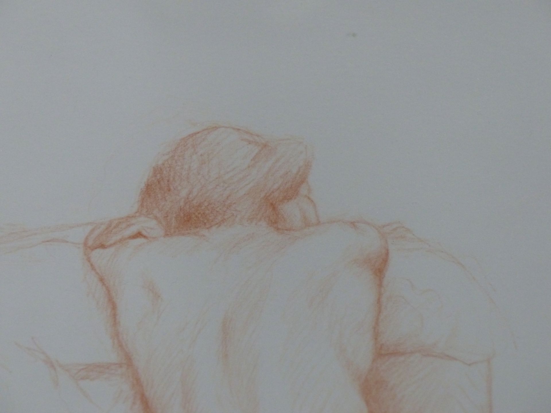 A LATE 20TH CENTURY RED CHALK STUDY OF A NUDE, INDISTINCTLY SIGNED (GUMB?) AND DATED '97, EXHIBITION - Image 4 of 10