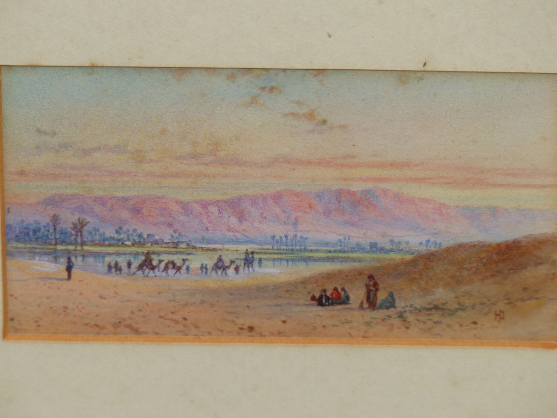 HENRY PILLEAU (1813-1899), THE MOCATTAM MOUNTAINS NEAR CAIRO, EGYPT, SIGNED WITH MONOGRAM,