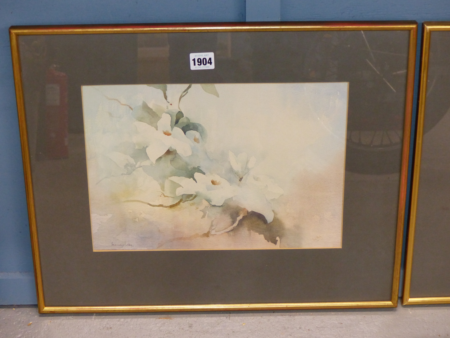 FRANCIS LEKE (1912-?), TWO WATERCOLOURS OF BLOSSOMS, BOTH SIGNED, SIZES VARY. (2) - Image 4 of 5