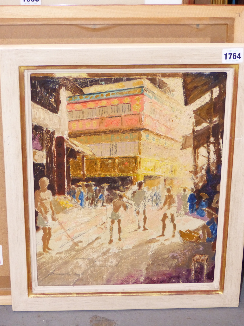 LEONARD DANIEL PHILPOT, ENGLISH 1877-1973, A PAIR OF VIBRANT HONG KONG CITY STREET SCENES. 1939-40 - Image 3 of 4