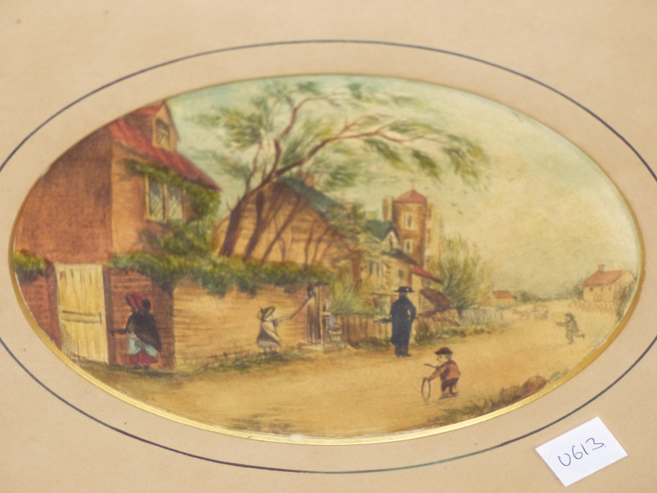 CONTINENTAL SCHOOL (19TH CENTURY), A PAIR OF VIEWS OF A VILLAGE STREET IN BOTH WINTER AND SUMMER, 16 - Image 3 of 5