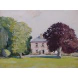 PAUL FOY, 20TH C. IRISH COUNTRY MANORHOUSE AND GROUNDS. OIL AND GOUACHE, 38 X 54.5 CM.