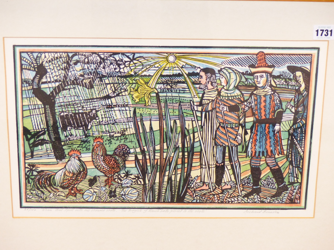 RICHARD BAWDEN, BRITISH B. 1936. "POLOGUE TO THE CANTEBURY TALES", NUMBERED EDITION 84/100 SIGNED IN - Bild 2 aus 4