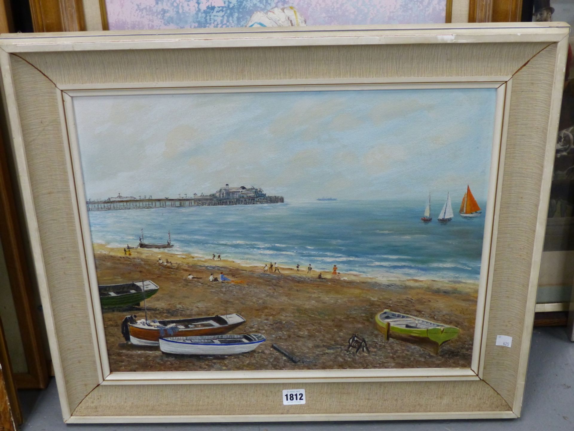 K. MITCHELL (20TH CENTURY), BRIGHTON BEACH AND THE PIER, SIGNED, OIL ON BOARD, 49.5 X 39.5CM. - Image 2 of 5