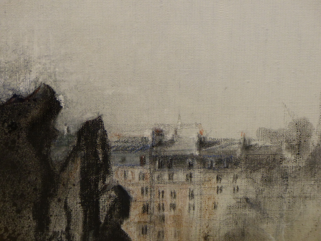 FRENCH SCHOOL (20TH CENTURY), A ROTUNDA ON A CLIFF TOP WITH A CITY BEYOND, OIL ON CANVAS, 58 X - Image 5 of 6