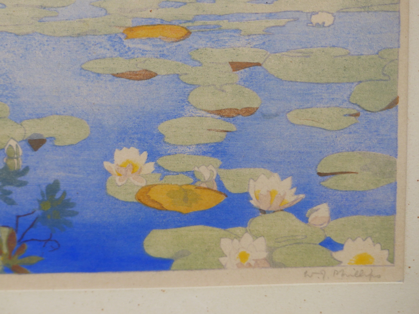 WALTER JOSEPH PHILLIPS (1884-1963) ENGLISH/CANADIAN, LAKE LILIES, SIGNED IN PENCIL AND NUMBERED 10/ - Image 4 of 6