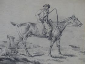 ENGLISH SCHOOL, 19THC. VICTORIAN GENTLEMAN ON HORSEBACK ACCOMPANIED BY HOUNDS, SIGNED W. CROWLEY AND
