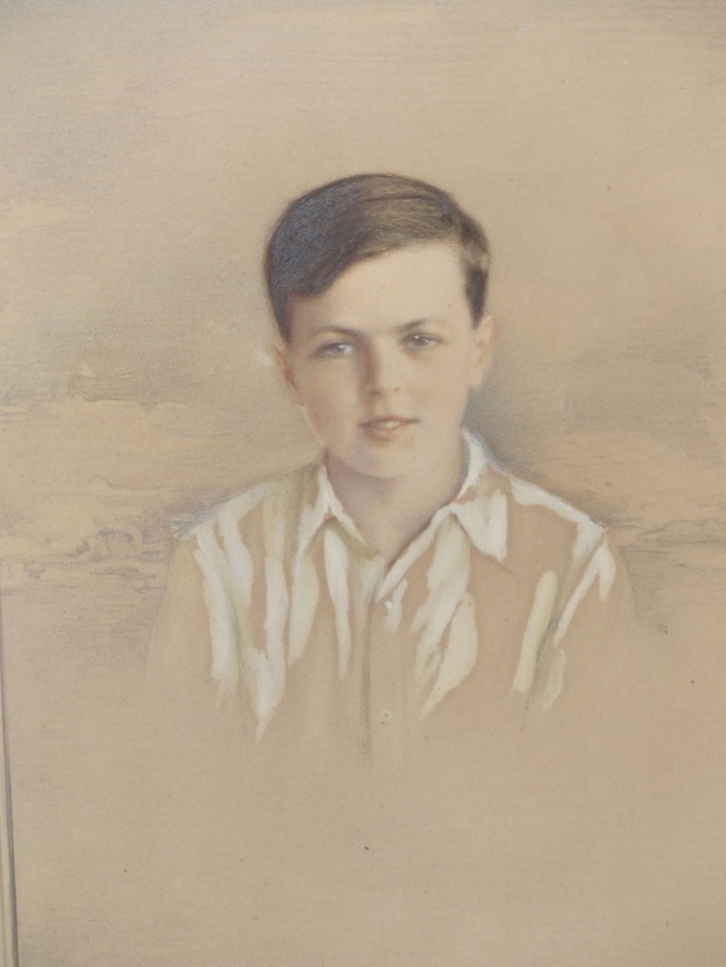 KETURAH ANN COLLINGS, BRITISH 1862-1948. PORTRAIT OF A BOY DATED 1932 VERSO. GRAPHITE AND WASH, 18 X